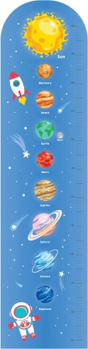 Dziecięca piankowa miarka na ścianę Kosmos 120 cm