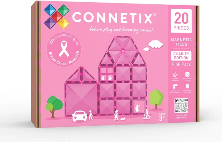 Connetix charytatywny różowy zestaw elementów magnetycznych – 20 sztuk