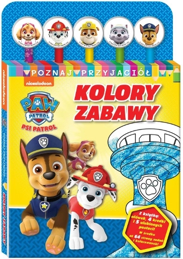 PAW PATROL Poznaj przyjaciół 1: Kolory zabawy – książka z naklejkami i zestawem kredek