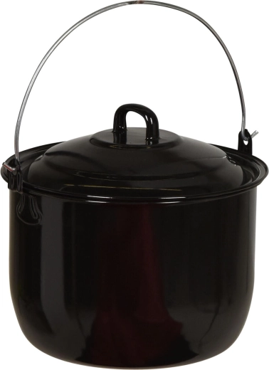 Zawieszany emaliowany garnek 24 cm z pokrywką, 6,7 l, czarny