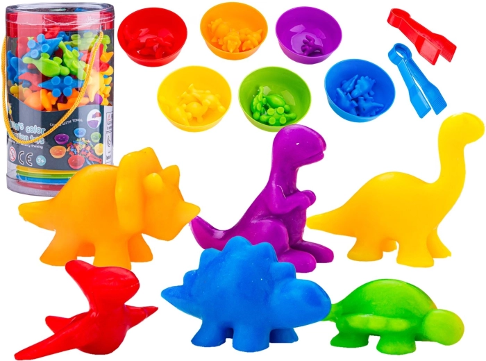 Edukacyjna gra dla dzieci – sortowanie dinozaurów, kolory i liczenie