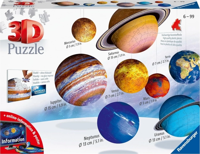 3D puzzle Układ Słoneczny 540 elementów