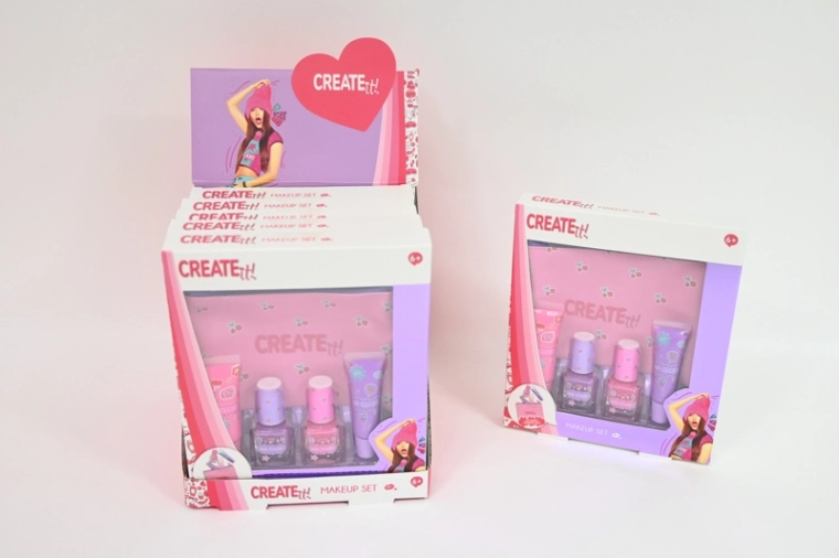 Create It! dziecięcy zestaw kosmetyczny różowo-fioletowy z kosmetyczką