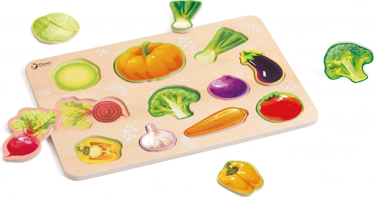 Drewniane puzzle Montessori warzywa CLASSIC WORLD