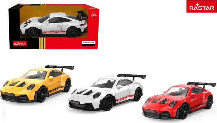 Metalowy model auta Rastar Porsche 911 GT3 RS 1:43 żółty – 1 szt.