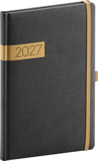 Notique tygodniowy terminarz Twill 2027 czarno-złoty 15 × 21 cm