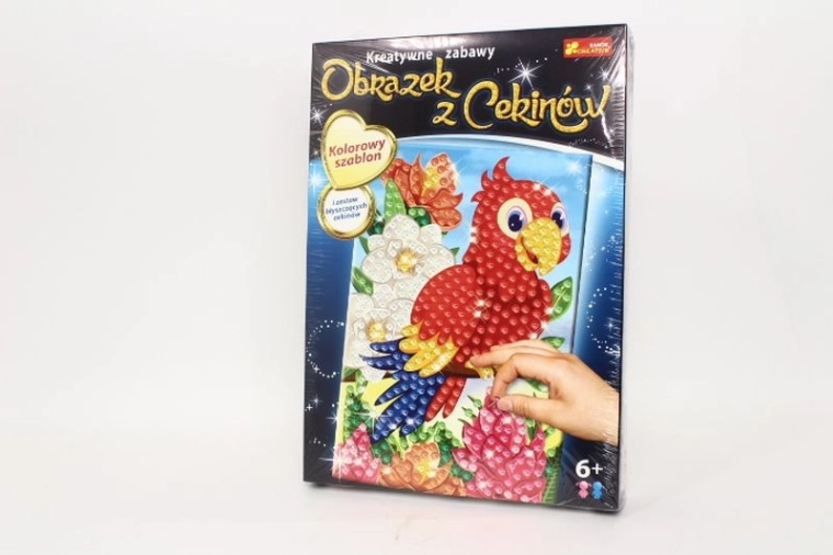 Cekinowy obrazek Papuga