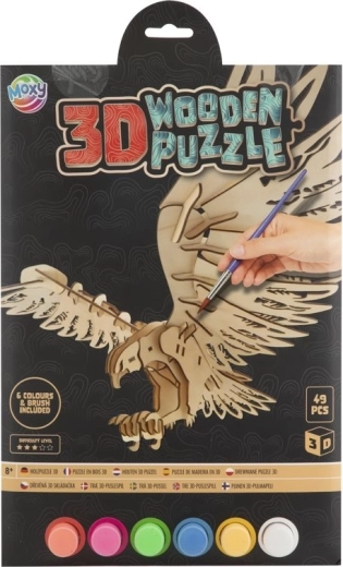 MOXY drewniane puzzle 3D do kolorowania – orzeł