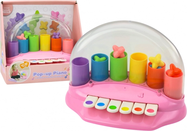 Interaktywne różowe pianinko z wystrzeliwującymi gwiazdkami