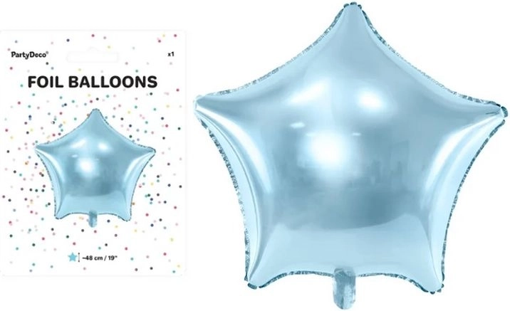 Foliowy balon w kształcie gwiazdy, jasnoniebieski, 48 cm