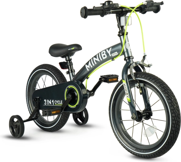 Qplay Miniby 3w1 rower dziecięcy 14" szary