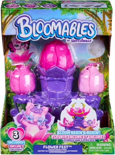 Hatchimals Bloomables kwiatowy zestaw do zabawy – 3 figurki i podium Flower Fest