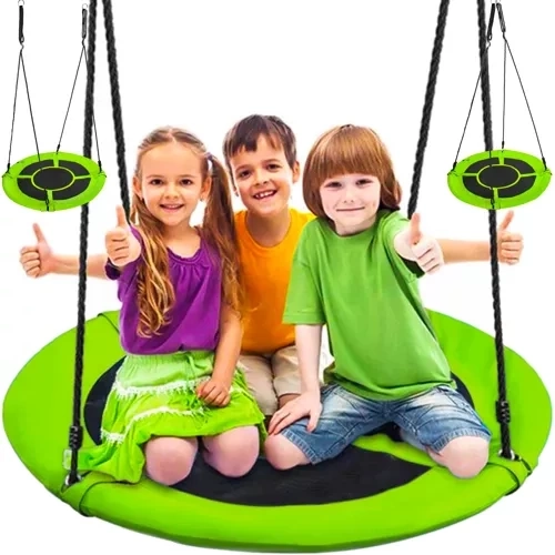Ogrodowa huśtawka gniazdowa 100 cm, zielono‑czarna, udźwig 150 kg