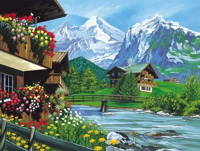 Norimpex malowanie diamentowe Domek w górach 30 × 40 cm