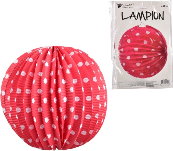 Papierowy lampion w różowe kropki 25 cm