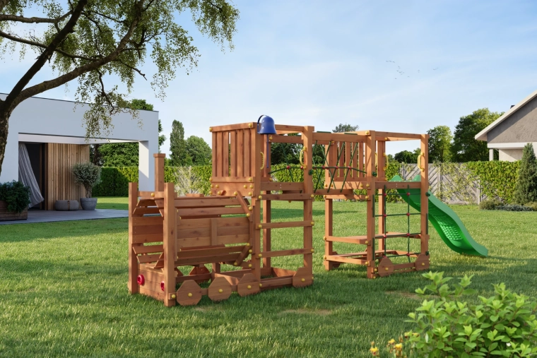 Most linowy i siatka wspinaczkowa dla rozwoju umiejętności