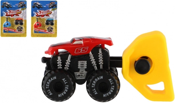 Mini wyrzutniowa wyścigówka monster truck, plastik, 4 cm, 3 kolory