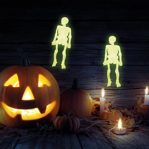 Zestaw fosforyzujących szkieletów – dekoracja halloweenowa, 10 szt.