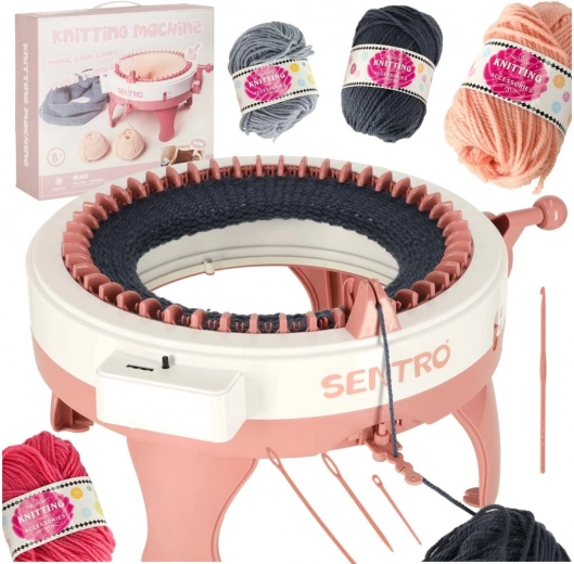 Okrągła maszyna dziewiarska 48 igieł z włóczką – zestaw dla dzieci i początkujących