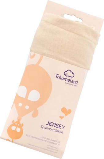 Träumeland jersey prześcieradło z gumką do kojca 100 × 100 cm beżowe