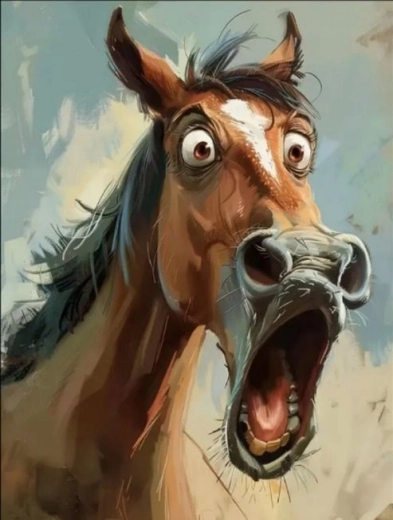Diamentowe malowanie Zdziwiony koń 30 × 40 cm
