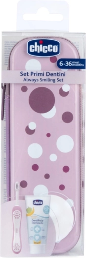 Chicco zestaw szczoteczki do zębów i pasty w etui Always smiling lilac 6m+