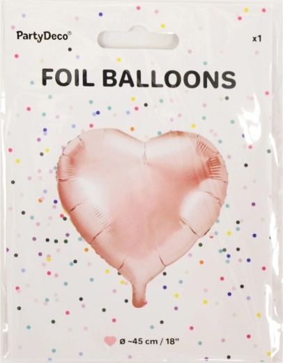Foliowy balon serce różowe złoto 45 cm