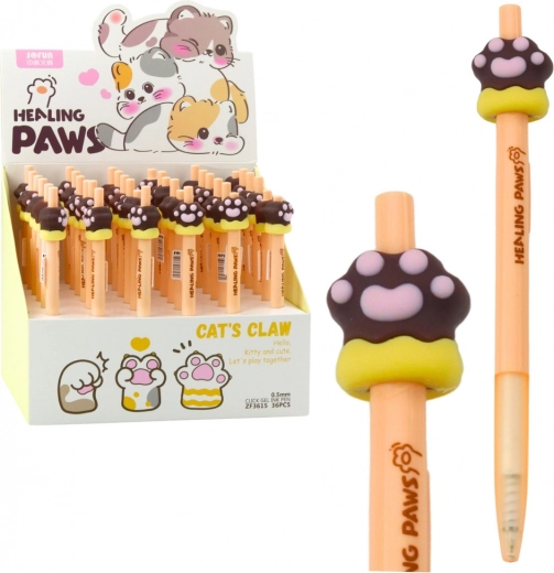 Długopis żelowy Kocia łapka brązowy niebieski atrament 15 cm 0,5 mm