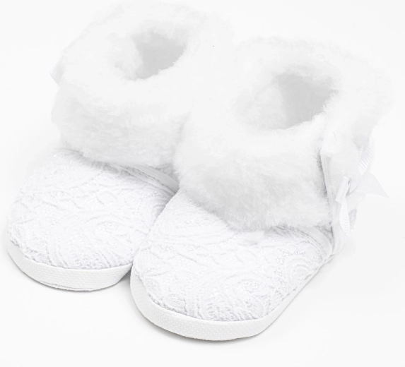 Niemowlęce zimowe koronkowe kozaczki New Baby, białe, 0–3 miesiące
