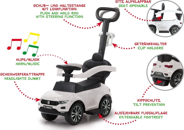 Jeździk Jamara Volkswagen T-ROC 3 w 1 biały