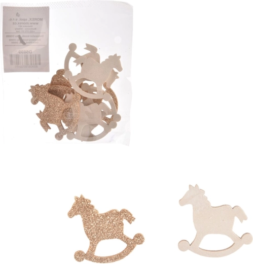 Drewniany konik biały/brązowy 4 cm (8 szt.)