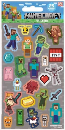 naklejki Minecraft szare, 25 szt.