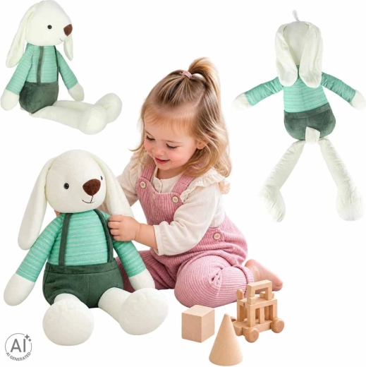 Pluszowy króliczek w zielonych spodenkach 70 cm – 1 sztuka