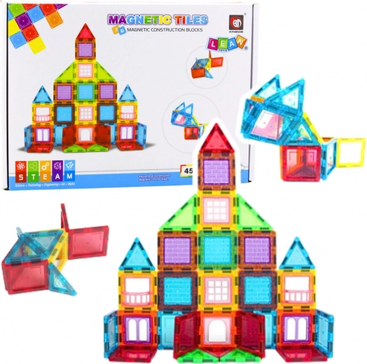 Magnetyczne klocki 3D – edukacyjny zestaw 45 elementów