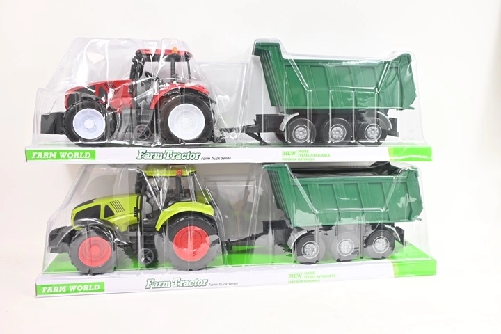 Duży traktor rolniczy z przyczepą
