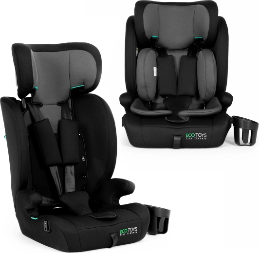 ECOTOYS fotelik samochodowy dla dzieci 76–150 cm (R129) z uchwytem na napój