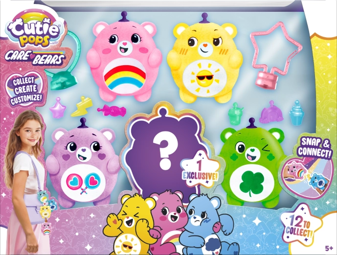 Cutie Pops – zawieszka do plecaka Care Bears, zestaw deluxe z niespodzianką (5 szt.)