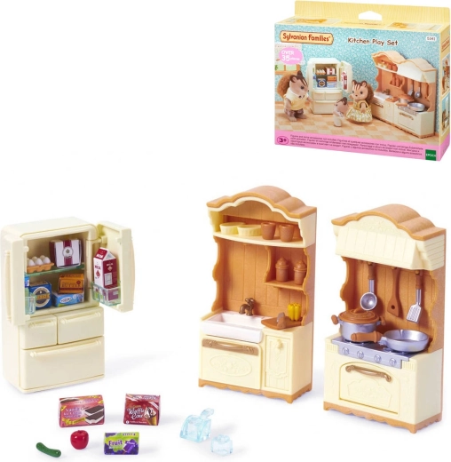 Sylvanian Families zestaw kuchenny z lodówką – 37 elementów