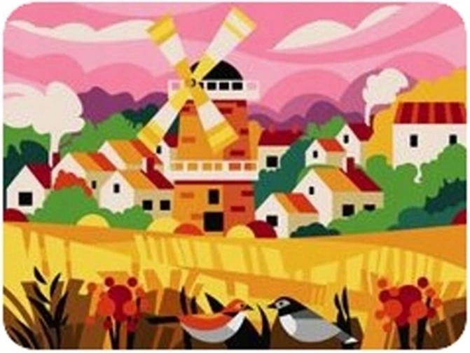Norimpex Malowanie po numerach Wieś z wiatrakiem 40 × 50 cm