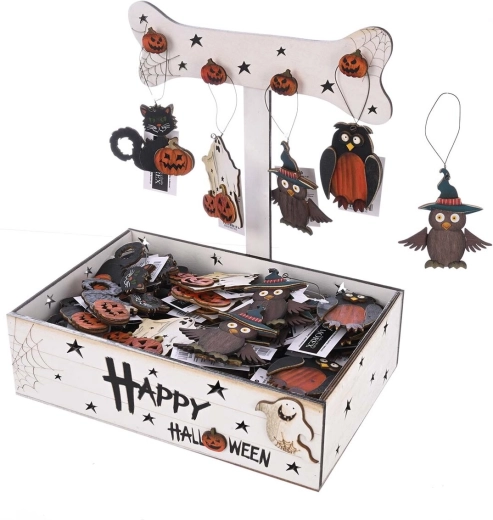 Zawieszana drewniana dekoracja Halloween – 4 warianty