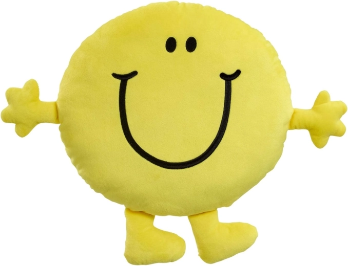 Pluszowa poduszka MR. HAPPY – duża żółta uśmiechnięta poduszka