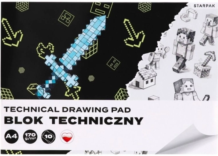 Blok techniczny A4 Pixel, 10 kartek, 170 g/m²