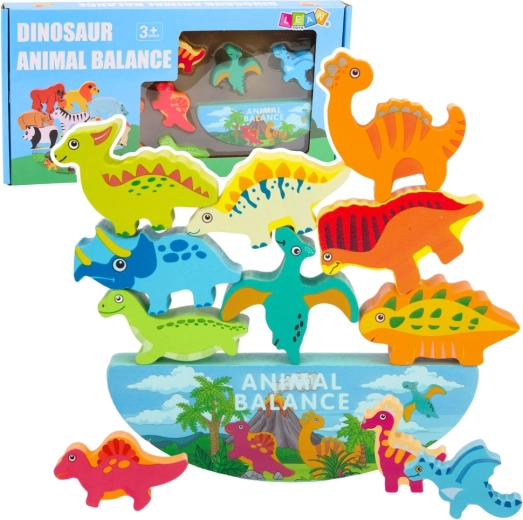 Drewniana gra zręcznościowa dinozaury Montessori 12 elementów