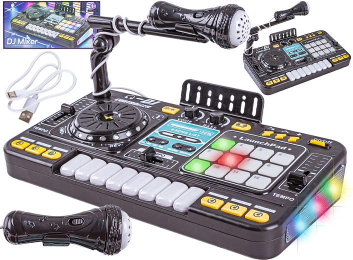 Dziecięca konsola DJ z mikrofonem i podświetleniem LED