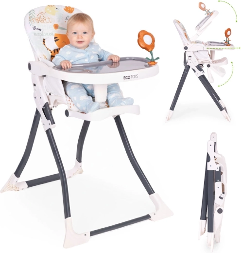 Składane krzesełko do karmienia z zabawkami ECOTOYS