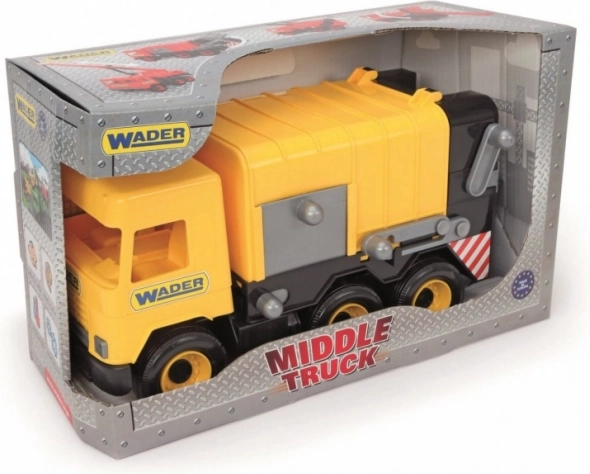 Żółta śmieciarka Wader Middle Truck, 42 cm, w pudełku