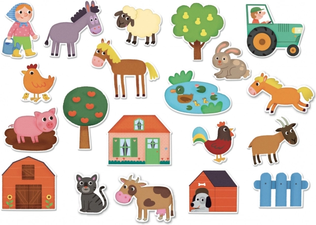 Vilac drewniane magnesy farma, 20 szt.