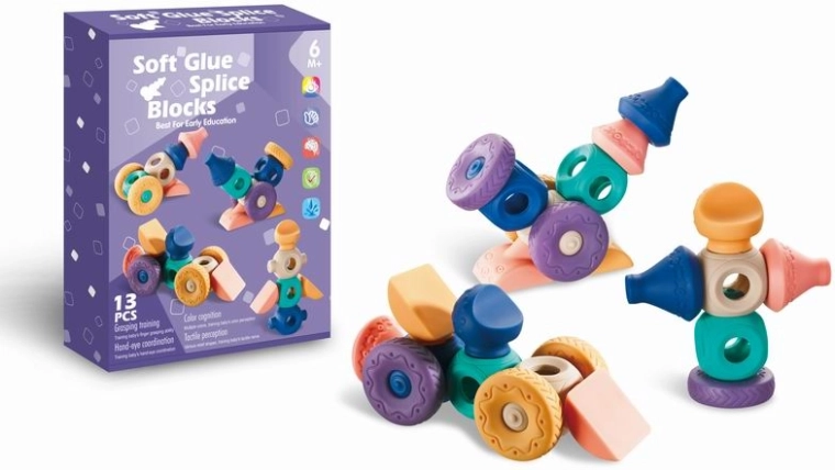 Miękkie klocki konstrukcyjne – kształty, 13 elementów