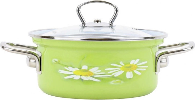 Emaliowany rondel BELIS Daisy 24 cm ze szklaną pokrywą, 4,5 l