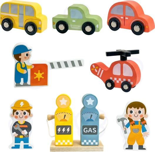 Bogaty zestaw pojazdów i figurek
